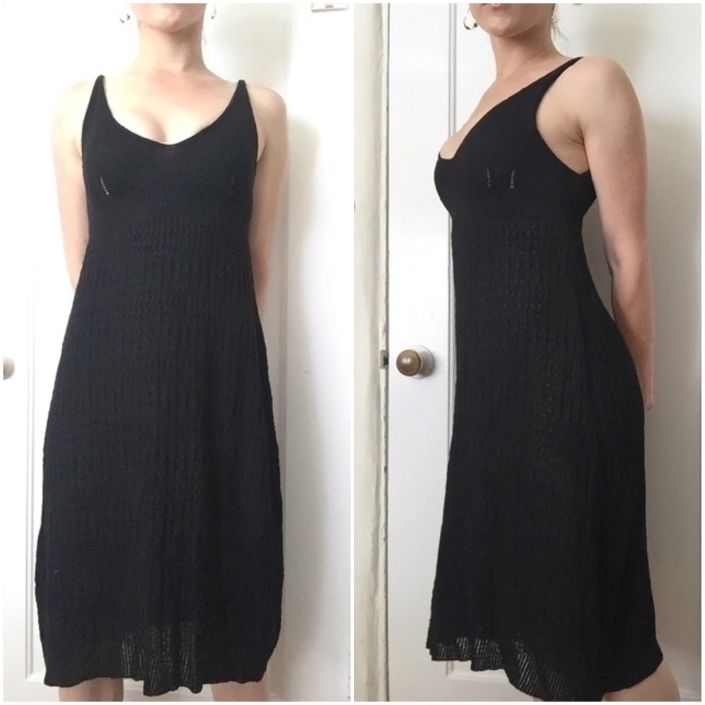 Black Crochet Midi Dress